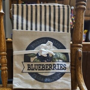 Striped 1/2 Apron with Blueberries Design